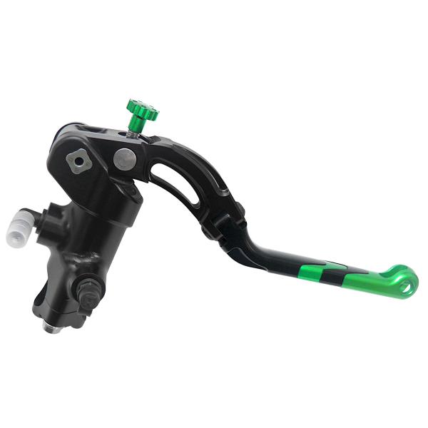 Accossato black radial brake master cylinder PRS 19x17-18-19 long green lever revolution