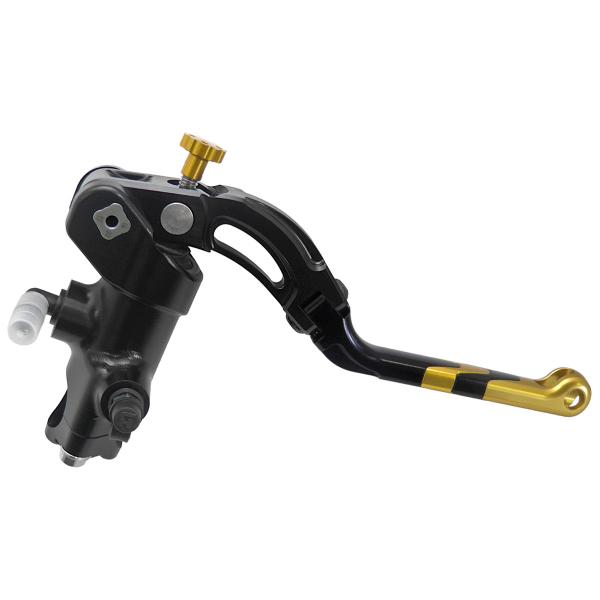 Accossato black radial brake master cylinder PRS 19x17-18-19 long gold lever revolution