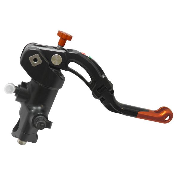 Accossato black radial brake master cylinder PRS 16x17-18-19 short orange lever revolution