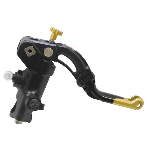 Accossato black radial brake master cylinder PRS 16x17-18-19 short gold lever revolution