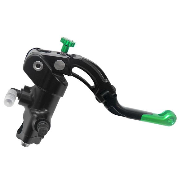 Accossato black radial brake master cylinder 19x18 short green lever revolution