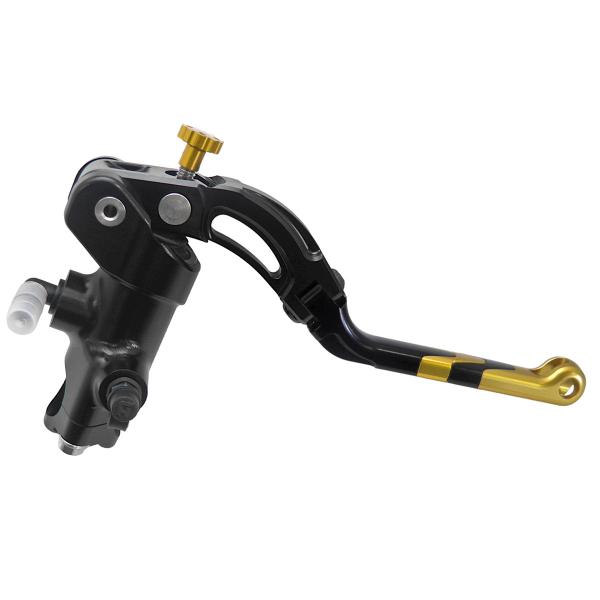 Accossato black radial brake master cylinder 19x18 long gold lever revolution