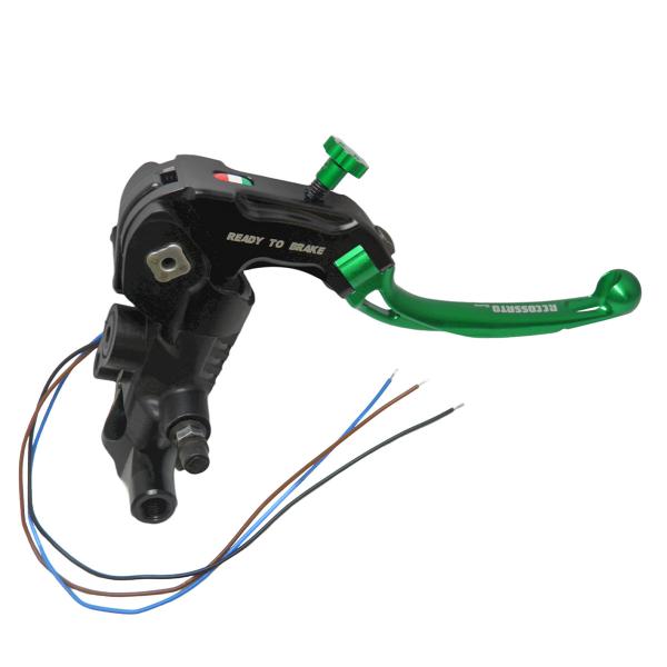 Accossato radial brake master cylinder 15x17-18-19 Ready To Brake short green folding lever RST M10