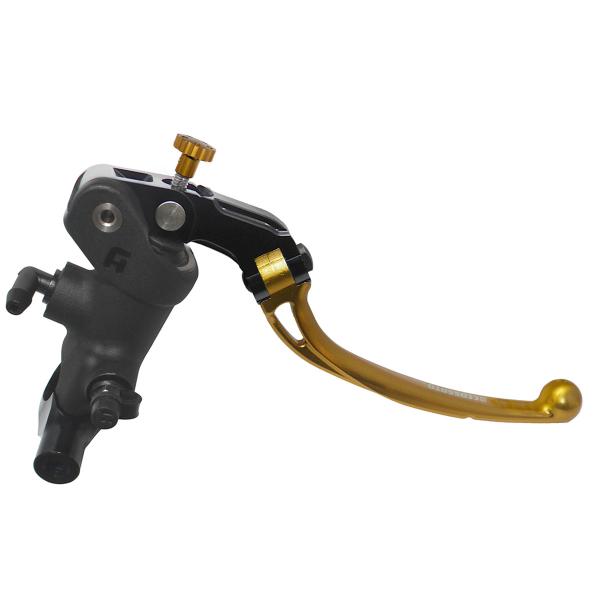 Accossato black radial brake master cylinder 1 Inch 19x19 long gold folding lever