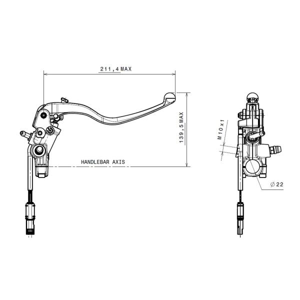 Brembo 16x21 Semi-Radial Brake Master Cylinder black lever