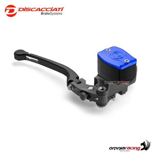 Radial brake master cylinder Discacciati 19 mm with rectangular tank air hole black lever blue cap
