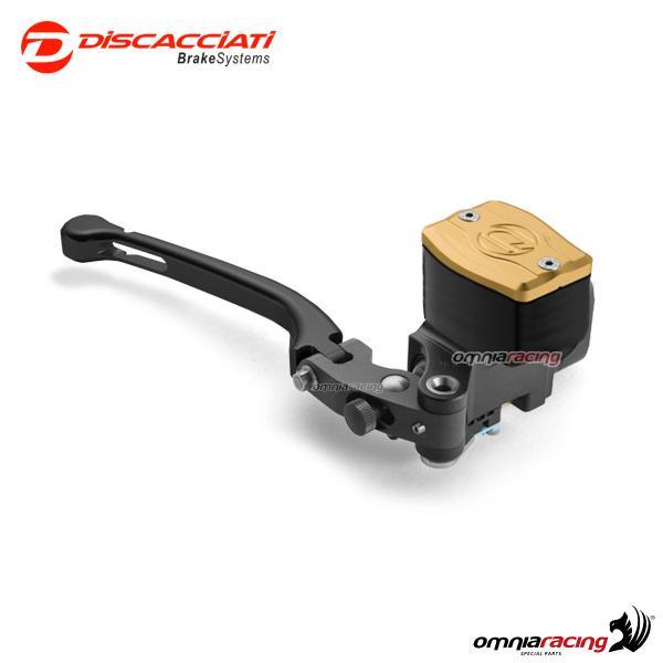 Radial brake master cylinder Discacciati 14mm rectangular tank air hole black lever champagne cap