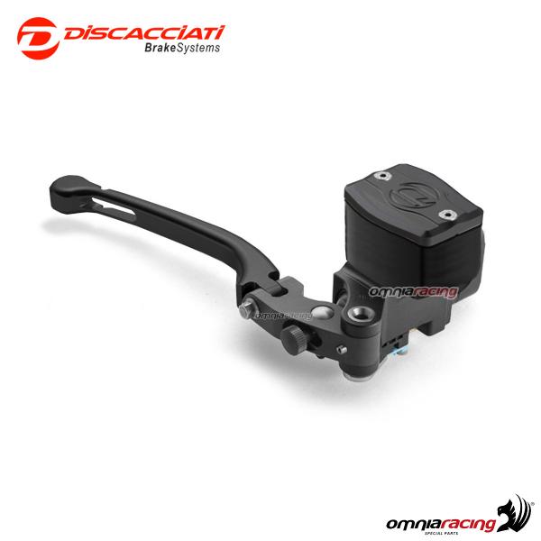 Radial brake master cylinder Discacciati 19mm rectangular tank air hole black lever black cap 1" inc