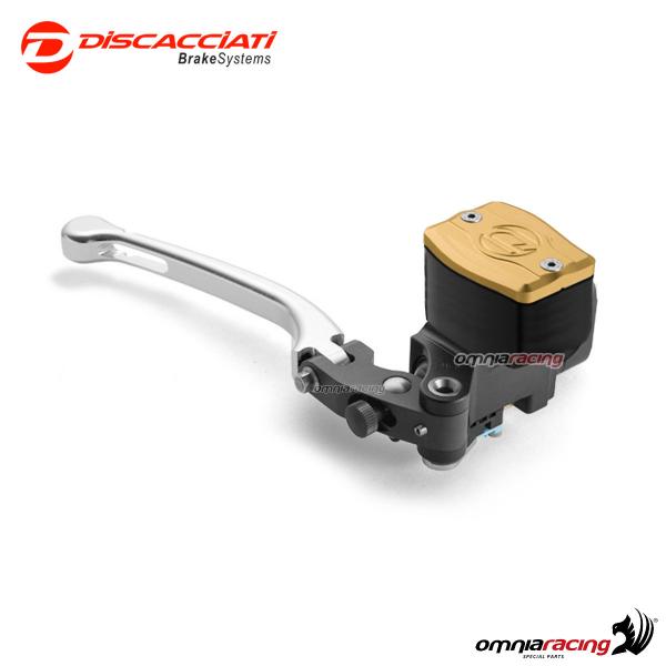 Radial brake master cylinder Discacciati 19mm rectangular tank air hole silver lever champagne cap