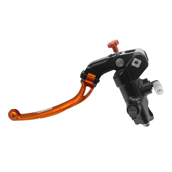 Accossato black radial clutch master cylinder PRS 16x15-16-17 long orange folding lever RST