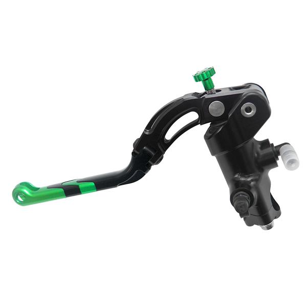 Accossato black radial clutch master cylinder 16x18 long green lever revolution