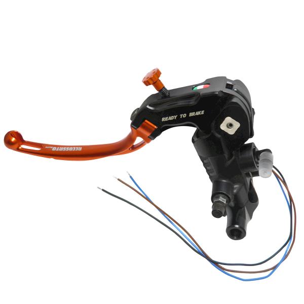 Accossato radial clutch master cylinder 16x15-16-17 Ready To Brake long orange folding lever M10