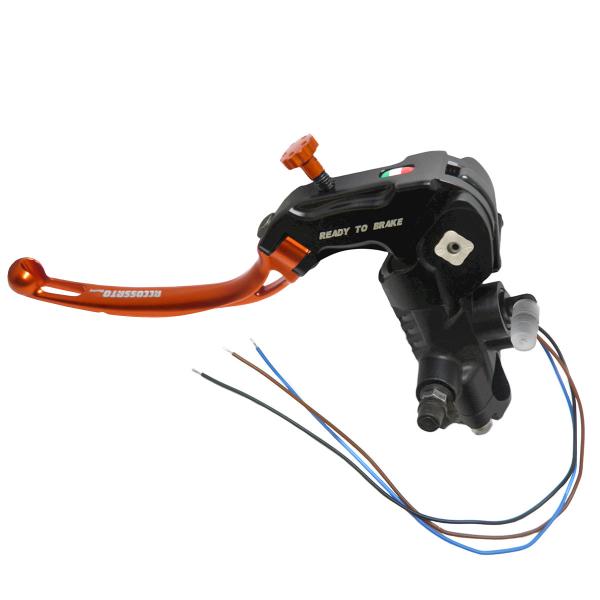 Pompa frizione radiale Accossato Ready To Brake PRS 16x15-16-17 leva lunga arancione snodata RST