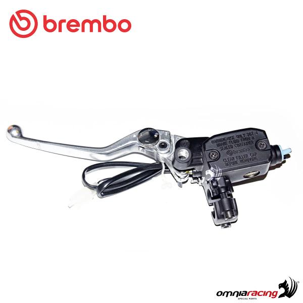 Pompa frizione assiale Brembo PSC12 corpo nero e leva regolabile argento con serbatoio integrato
