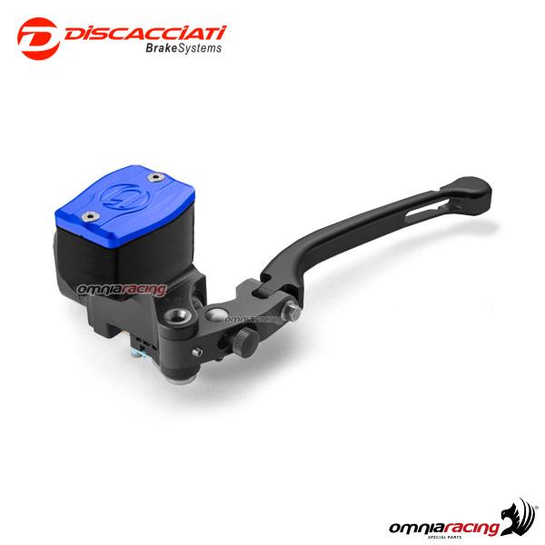 Pompa frizione radiale Discacciati 19 mm con serbatoio rettangolare leva nera forata tappo blu