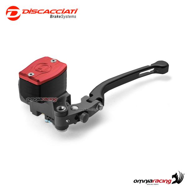 Pompa frizione radiale Discacciati 19 mm con serbatoio rettangolare leva nera forata tappo rosso