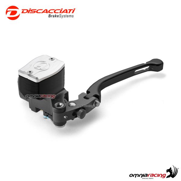 Pompa frizione radiale Discacciati 19mm serbatoio rettangolare leva nera forata tappo silver 1" inch