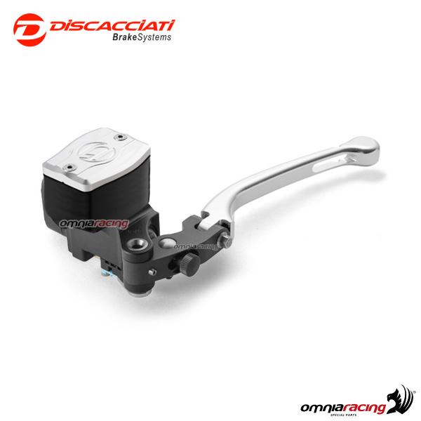 Pompa frizione radiale Discacciati 19 mm con serbatoio rettangolare leva argento forata tappo silver