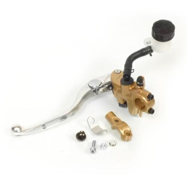 Pompa frizione radiale Nissin 19 oro con kit serbatoietto, supporto specchio e switch stop