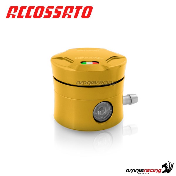 Brake fluid reservoir Accossato CNC gold color 25 cm3 with horizontal oil spill