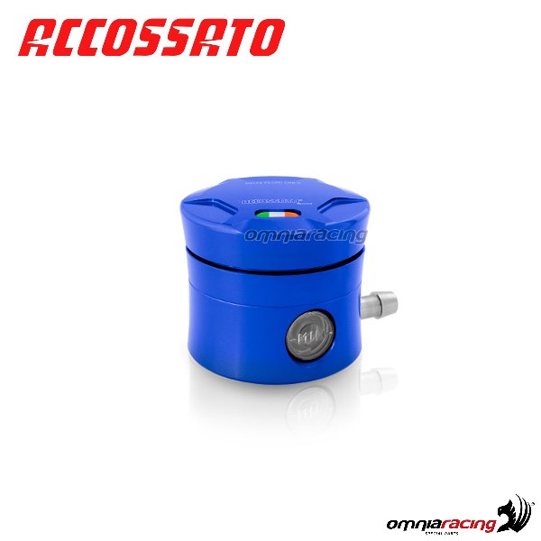 Clutch fluid reservoir Accossato CNC blue color 15 cm3 with horizontal oil spill