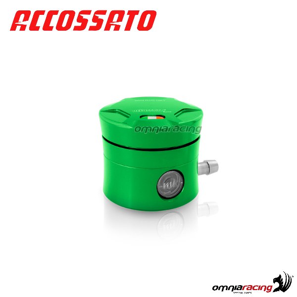 Clutch fluid reservoir Accossato CNC green color 15 cm3 with horizontal oil spill