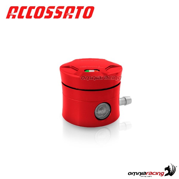 Clutch fluid reservoir Accossato CNC red color 15 cm3 with horizontal oil spill