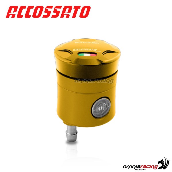 Serbatoio olio freno Accossato CNC colore oro volume 25 cm3 con uscita verticale