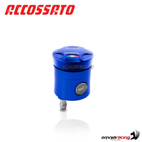 Clutch fluid reservoir Accossato CNC blue color 15 cm3 with vertical oil spill