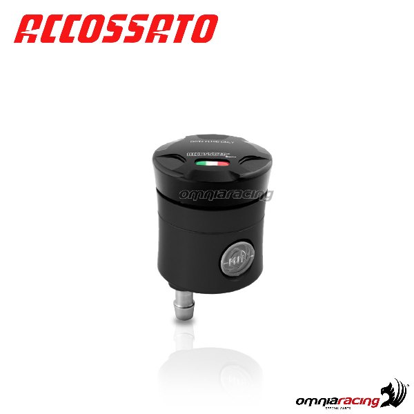 Serbatoio olio frizione Accossato CNC colore nero volume 15 cm3 con uscita verticale