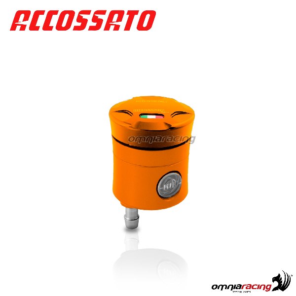 Clutch fluid reservoir Accossato CNC orange color 15 cm3 with vertical oil spill