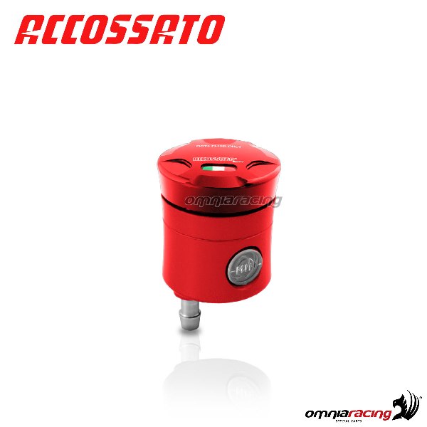 Clutch fluid reservoir Accossato CNC red color 15 cm3 with vertical oil spill