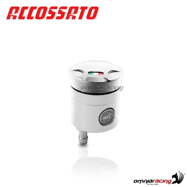 Clutch fluid reservoir Accossato CNC silver color 15 cm3 with vertical oil spill