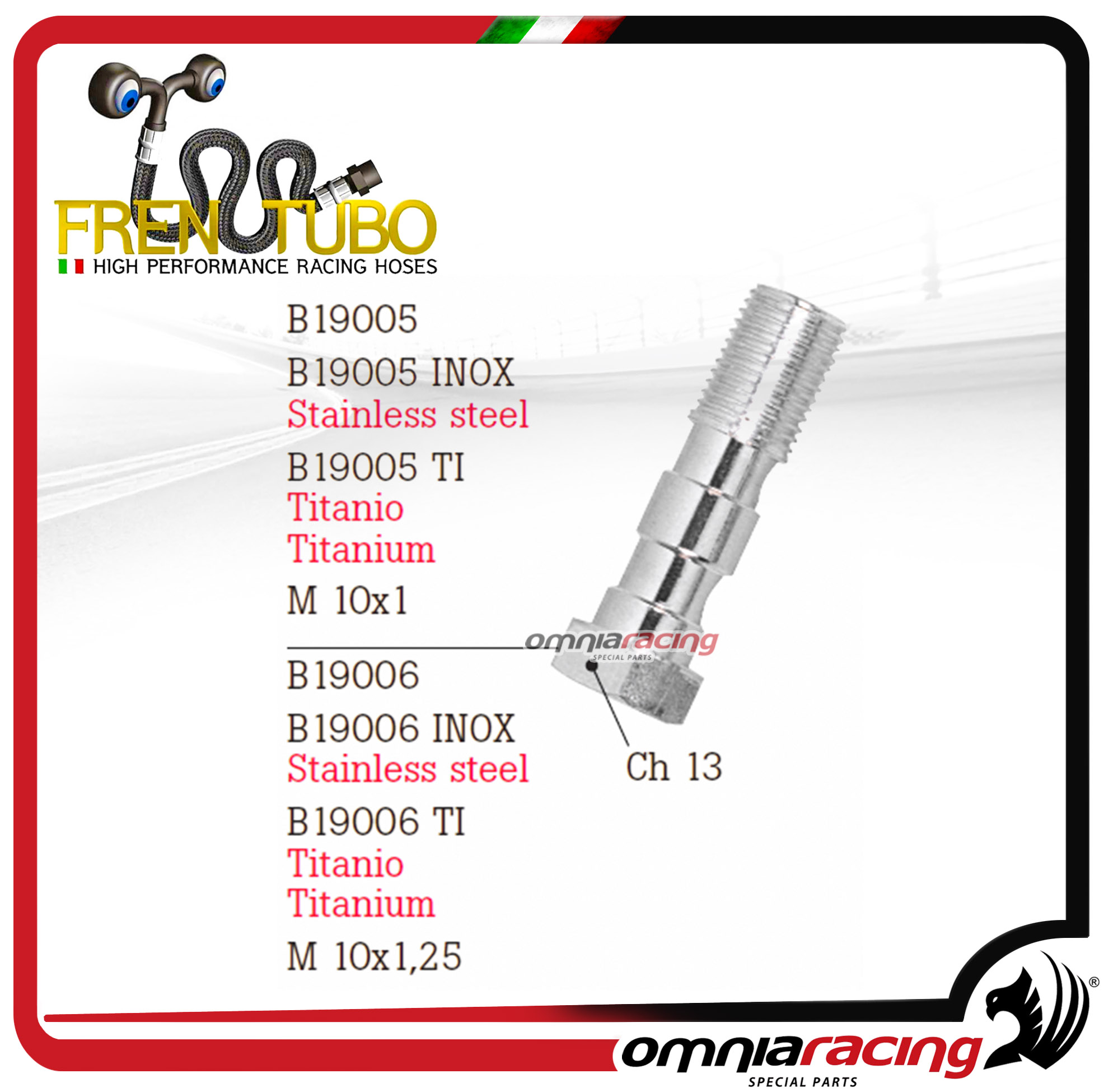 Frentubo spare parts and accessories bolt in steel size M 10x1