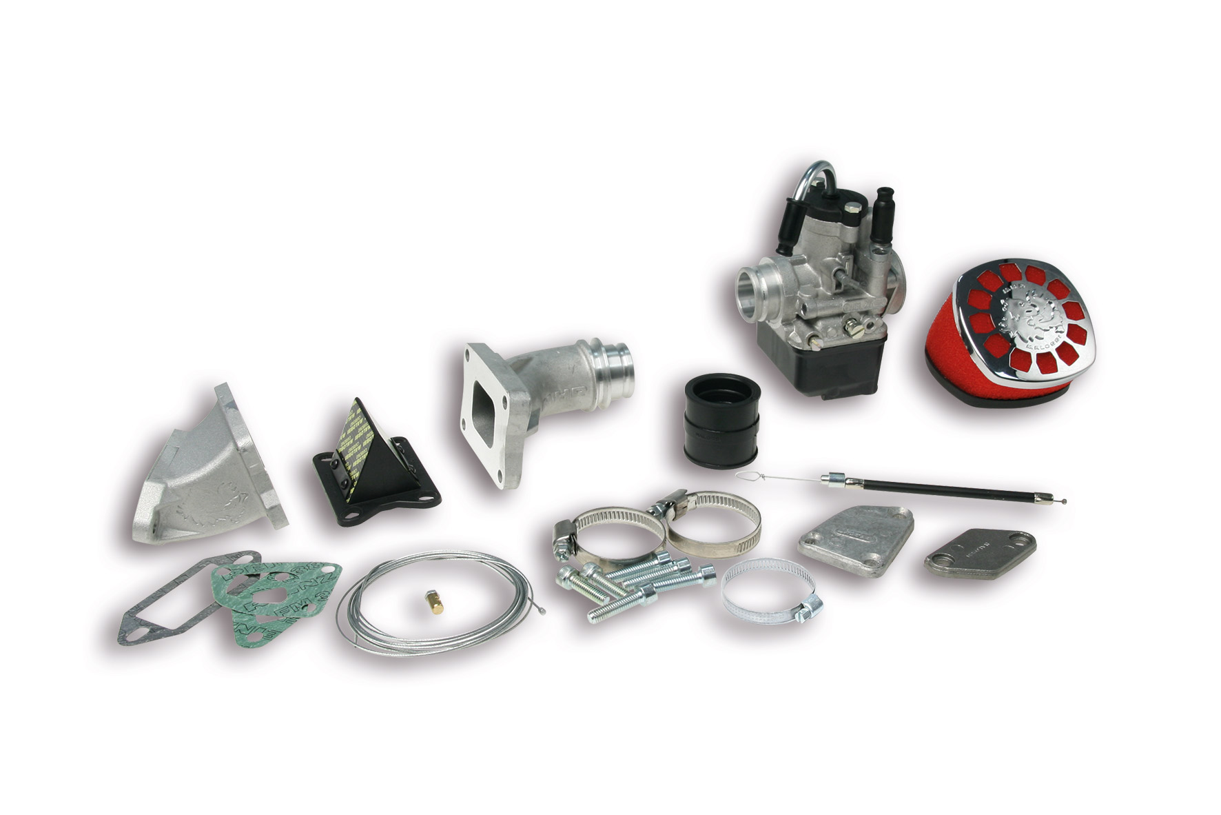 Malossi MHR PHBL 25 B reed valve fuel system on the cylinder Vespa ET3 Primavera 125 2T