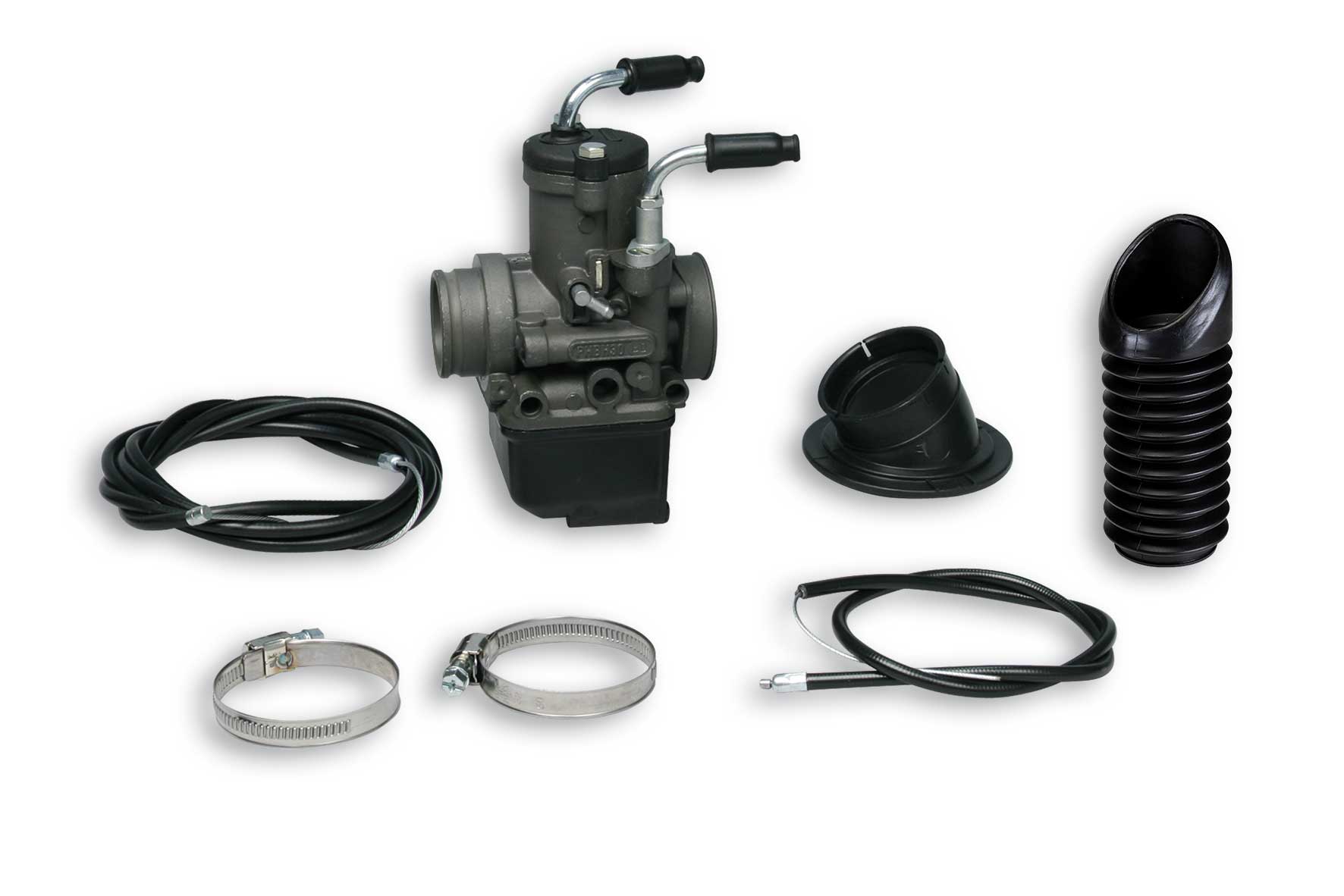 Malossi PHBH 30 BD fuel system with Malossi VR-ONE crankcase Vespa PX E 200 2T