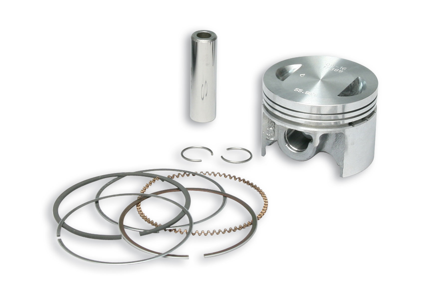 Malossi 4T D.56 piston size 0 with pin D.13 and 3 rectangular rings size C