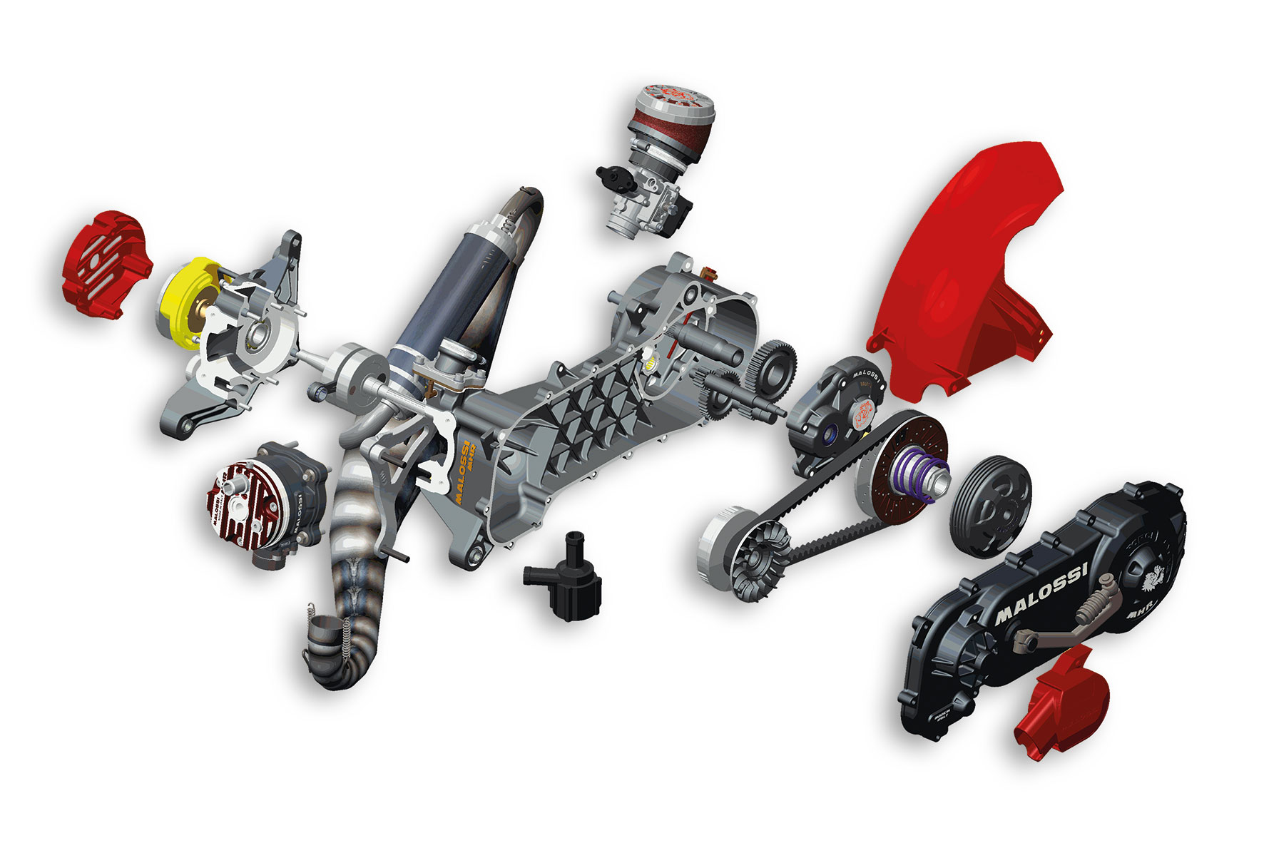 Malossi RC-ONE 94cc complete engine, unassembled, Aprilia SR 50 2T LC 2004-(Piaggio)