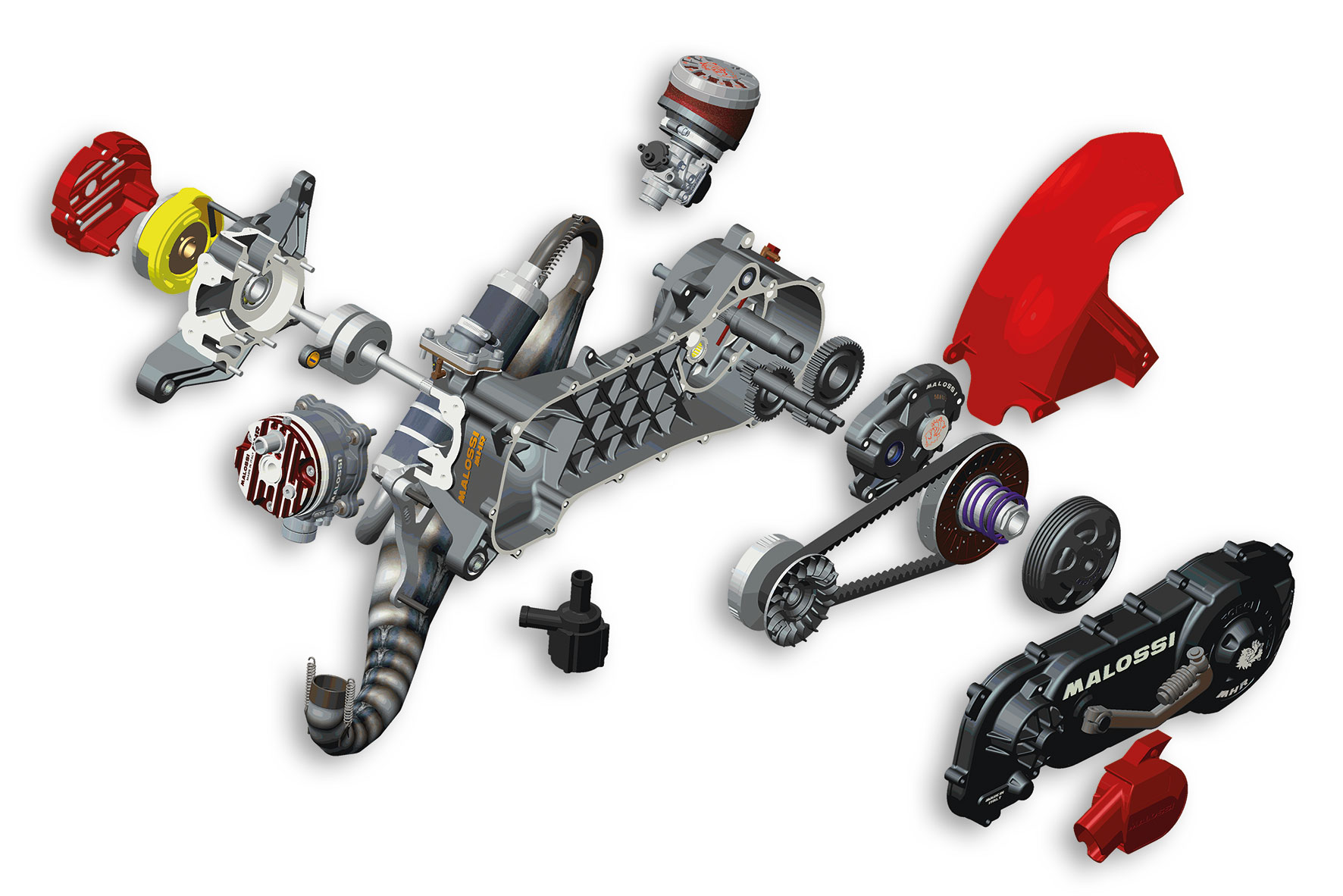 Malossi C-ONE 70cc complete engine, unassembled, Piaggio NRG Power DD 50 2T LC