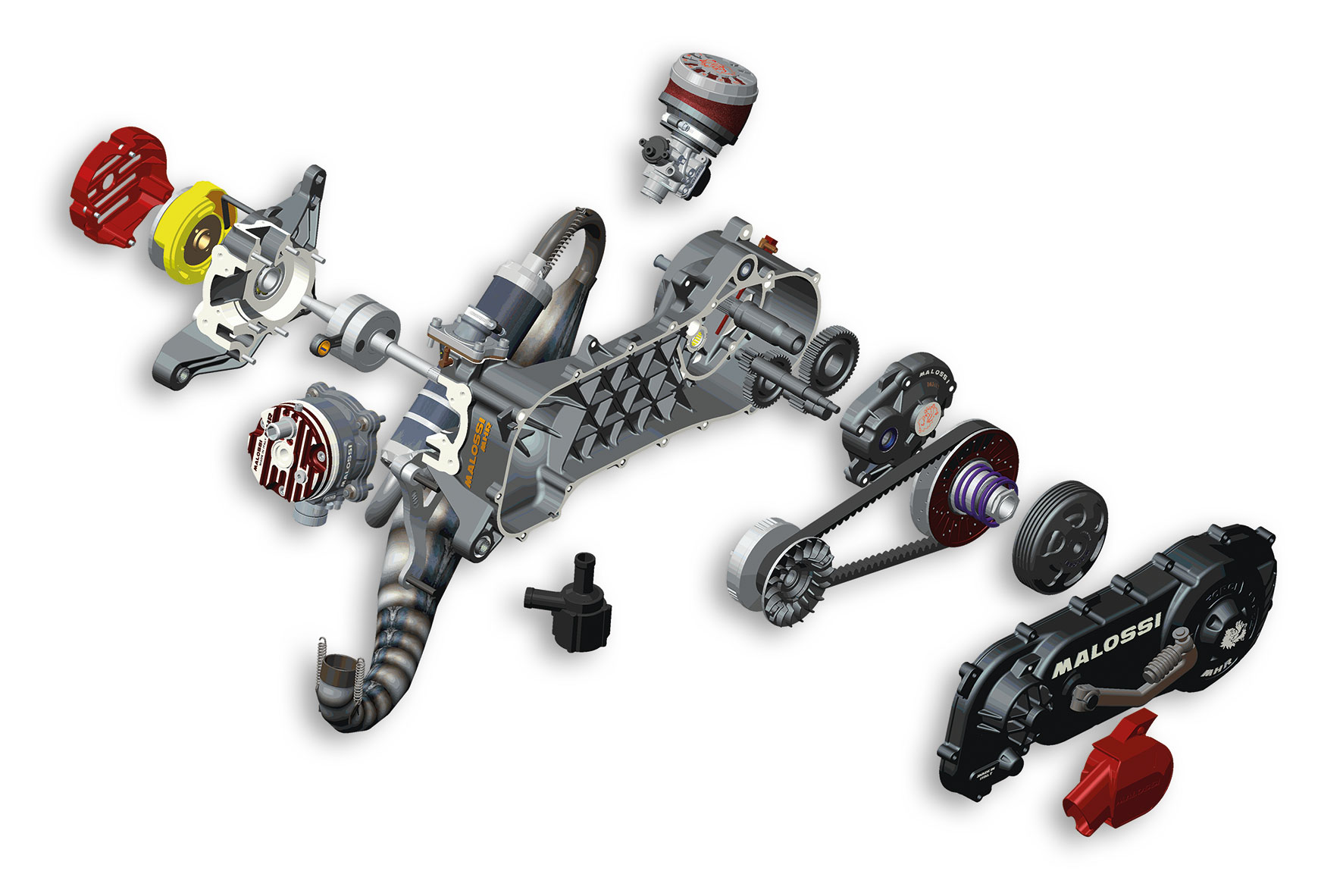 Malossi C-ONE 70cc complete engine, unassembled, Piaggio Quartz 50 2T LC