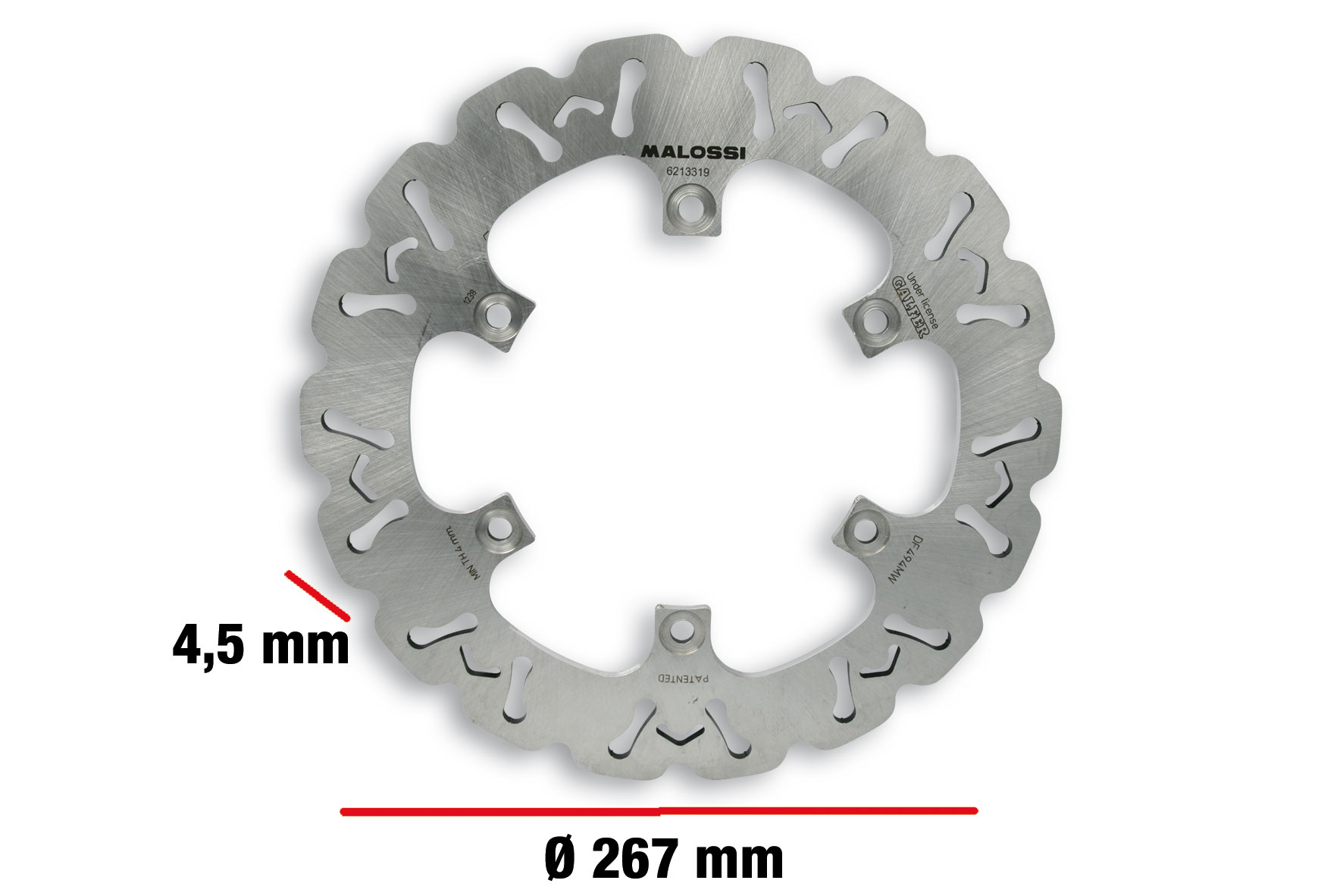 Malossi WHOOP DISC brake disc, D.ext 267 mm, thickness 4.5 mm Yamaha Tmax 500 ie 4T 2004-2007