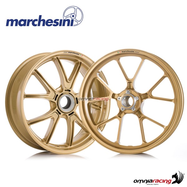 Coppia di cerchi Marchesini M10RS Corse in magnesio oro per Ducati Monster S2R 800 2005>2009