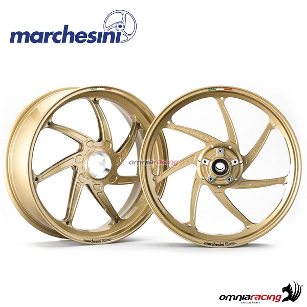 Coppia di cerchi Marchesini M7RS Genesi in alluminio Oro per Ducati 1299 Panigale tutte 2015>