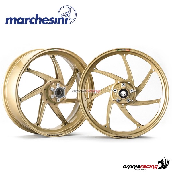 Coppia di cerchi Marchesini M7RS Genesi in alluminio Oro per Ducati 899 Panigale 2013>
