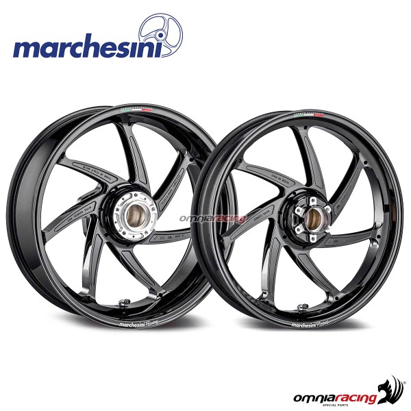 Coppia di cerchi Marchesini M7R Genesi in magnesio nero lucido per Yamaha R6 2003>2016