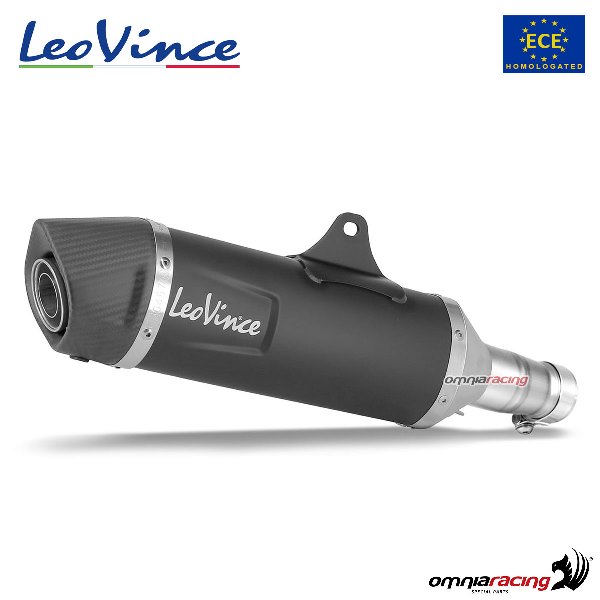 LeoVince exhaust slipon black steel homologated for Kawasaki Z800E 2013>2016