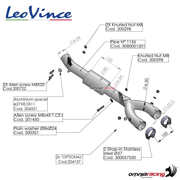 Leovince steel dekat racing link pipe Yamaha R1/R1M 2015-2016