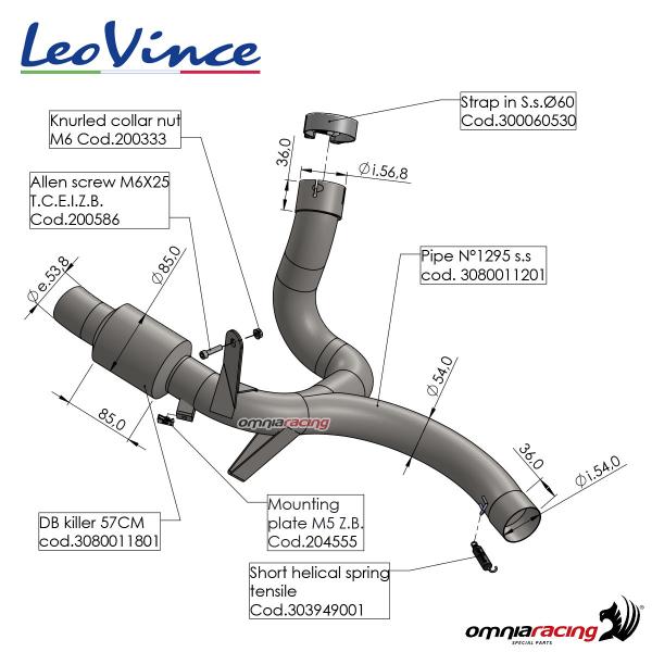 Leovince steel dekat racing link pipe Ducati Multistrada 950/S 2017-2020