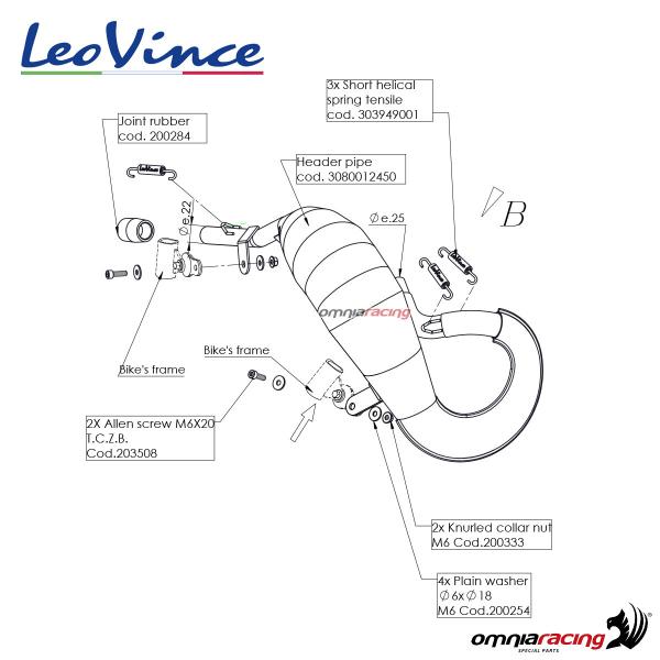 Collettore racing acciaio Leovince Beta RR50 Enduro 2018-2020