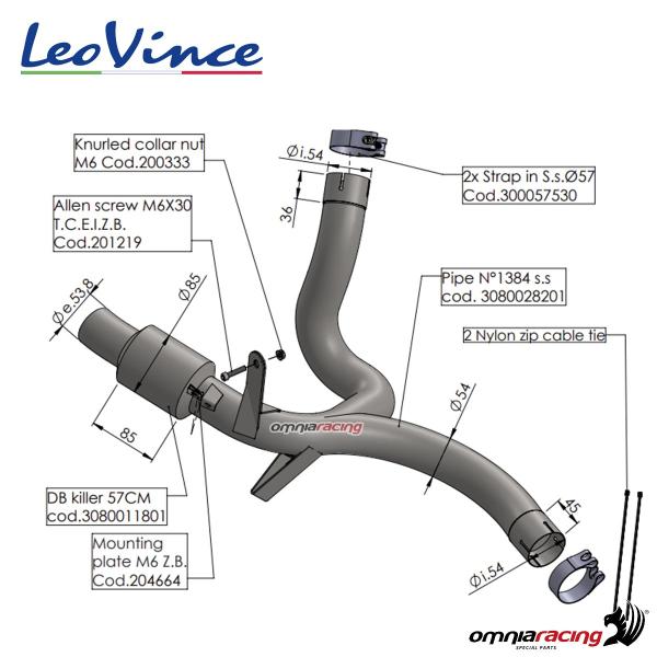 LeoVince raccordo collettori elimina catalizzatore Ducati Multistrada 950 Euro5 2022-2023